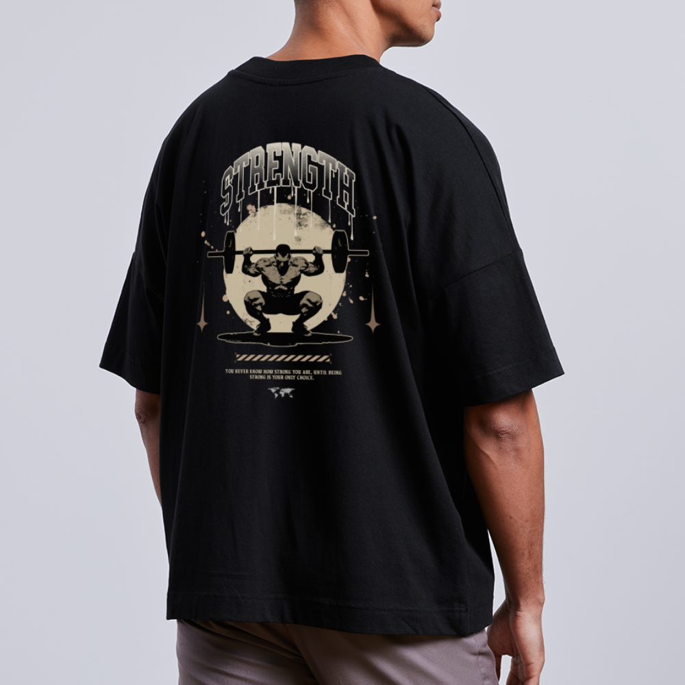 Oversized Strength Graphic Back Print T-Shirt - black