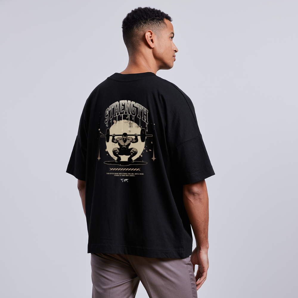 Oversized Strength Graphic Back Print T-Shirt - black