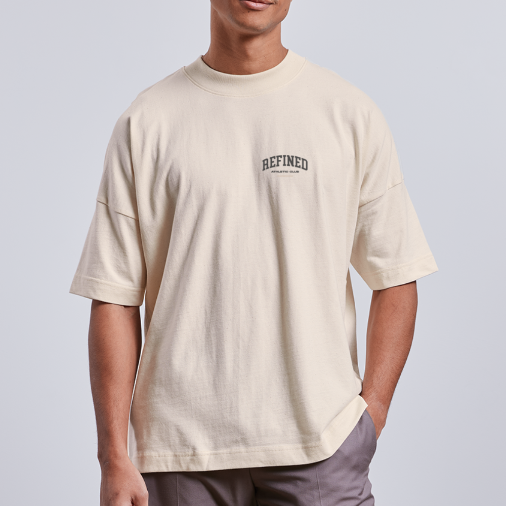 Oversized Strength Graphic Back Print Light T-Shirt - natural raw