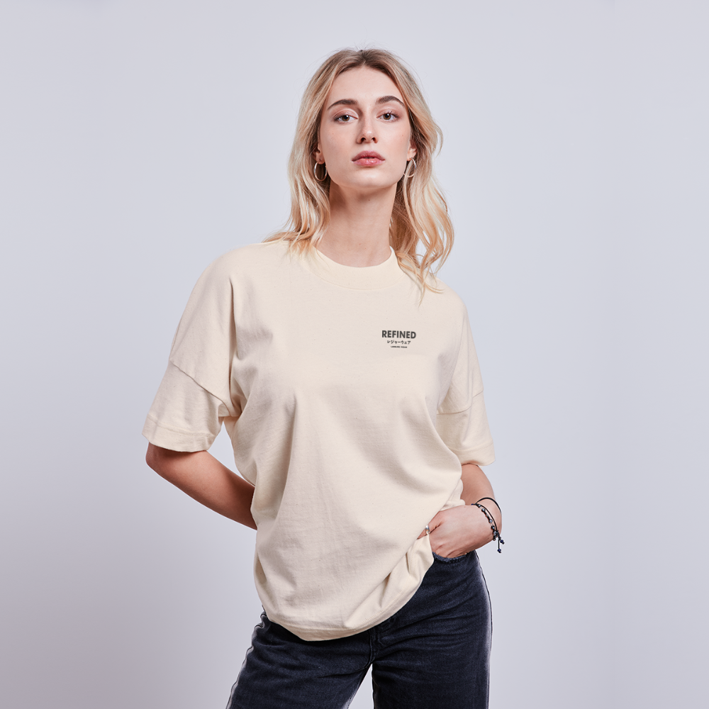 Oversized Japanese Back Print Light T-Shirt - natural raw